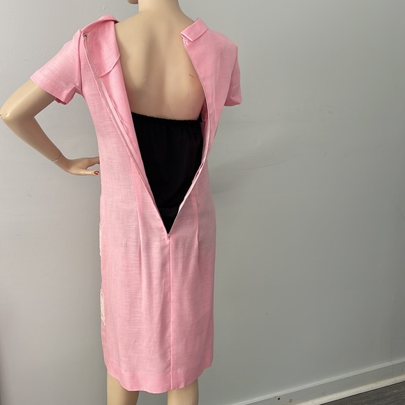 Vintage Pink Linen and Lace Carol Brent Dress - Picture 7 of 17